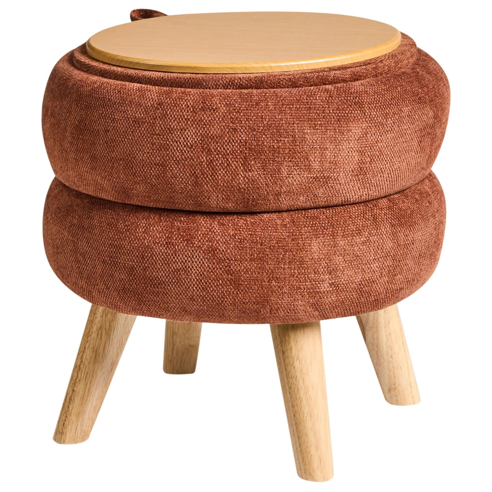 Pouf in ciniglia marrone dorato 40 x 41 cm con sgabello portaoggetti Design moderno