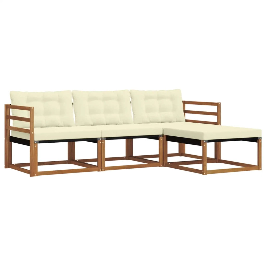Set di divani da esterno con cuscino 4 pcs Naturale e Crema