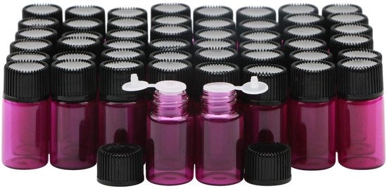 Fusto in Vetro 3ml - Fusto a Spirale - Fusto in Vetro con Boccia - Fusto in Vetro con Tappo - Fusto in Vetro per Olii Essenziali - Protezione UV - Fusto per Olii Essenziali