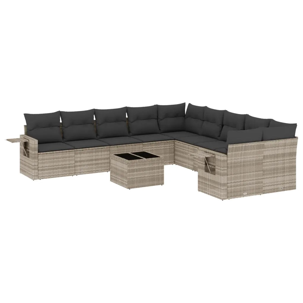 Set Divani da Giardino 11 pz con Cuscini in Polyrattan Grigio