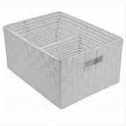 Trade Shop - Set 21 Pz Box Scatola In Tessuto Portaoggetti Organizer Con Manici Bianco 79085 -