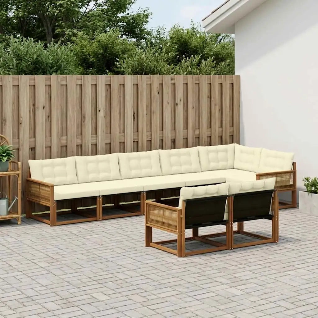 Set di divani da esterno con cuscino 8 pcs Naturale e Crema