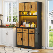 Mobile cucina 100x40x180 cm con LED e controllo APP; 3 cassetti; MDF; nero e naturale