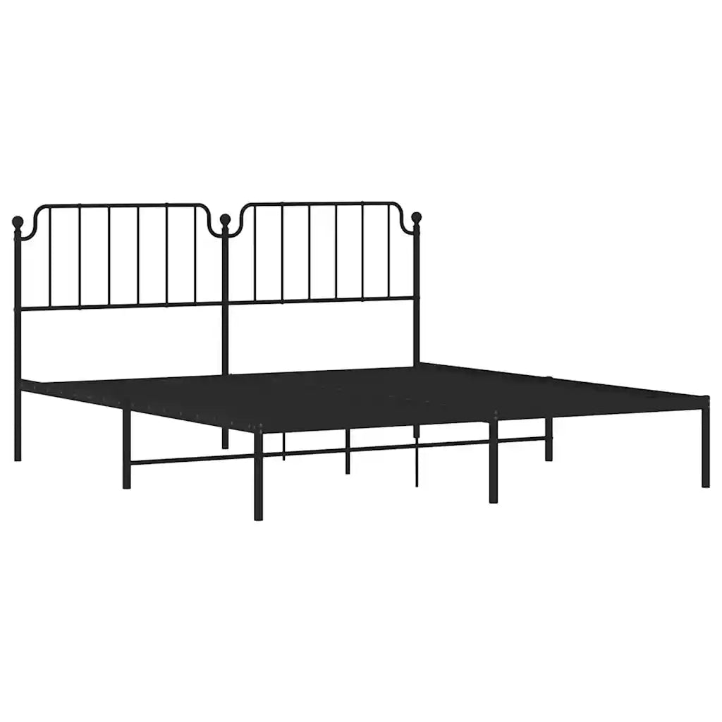Giroletto con Testiera-Struttura Letto con testiera in Metallo Nero 183x213 cm 933795