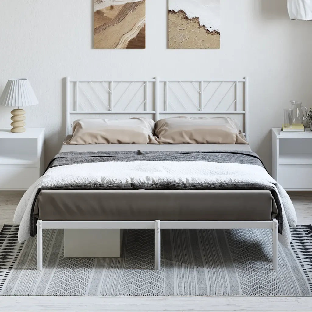 Giroletto con Testiera Metallo Bianco 135x190 cm 372227