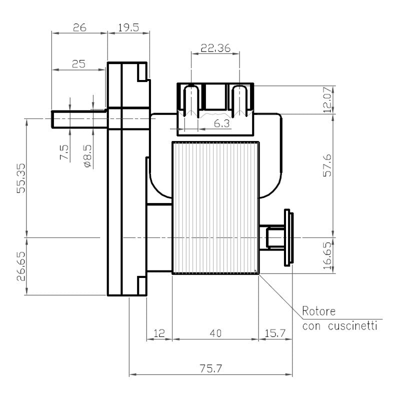 Ricambistufeapellet Motoriduttore per Stufa a Pellet Kenta K9117250 8,5 RPM Albero da 8,5mm Motore per carico Pellet