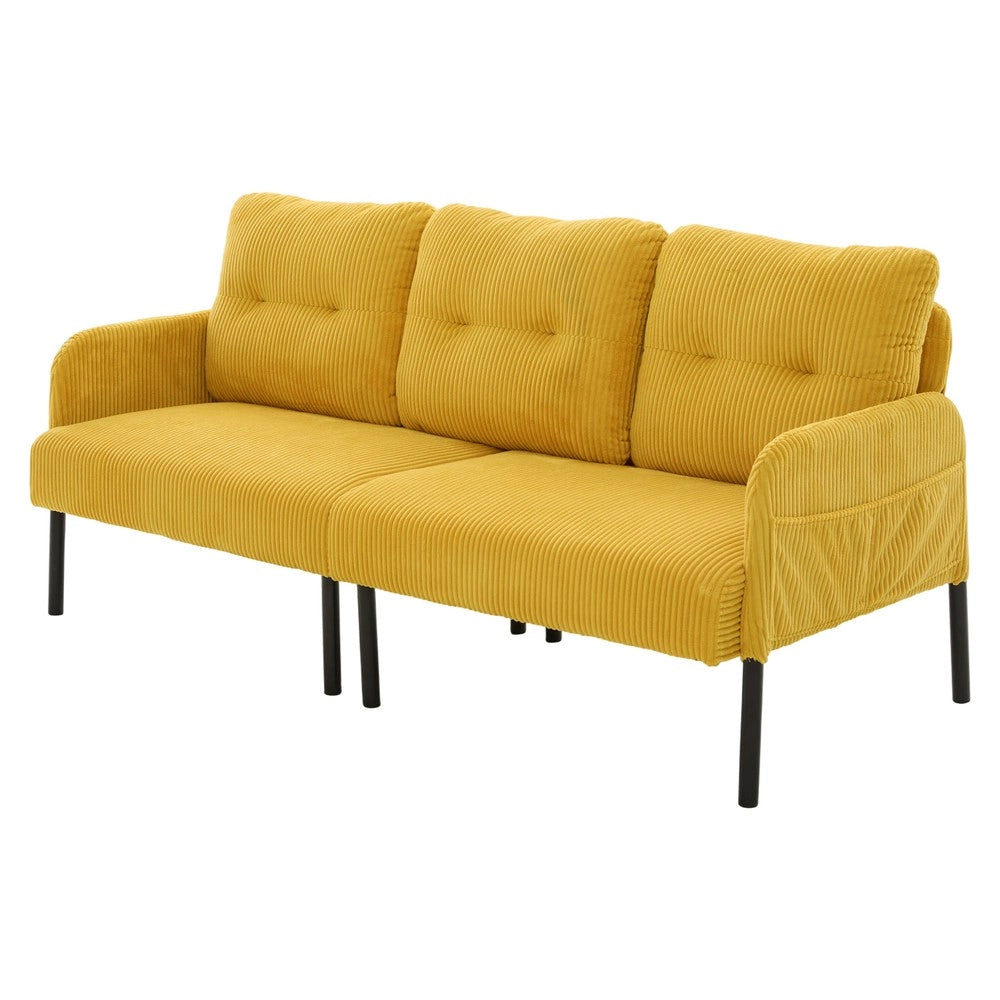 Divano 3 posti imbottito ¨C Minimal ¨C gambe in metallo, con tasche laterali, 210x90x85cm