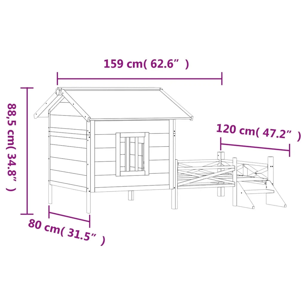 Cuccia per Cani Grigia 159x120x88,5 cm Legno Massello di Pino 172271