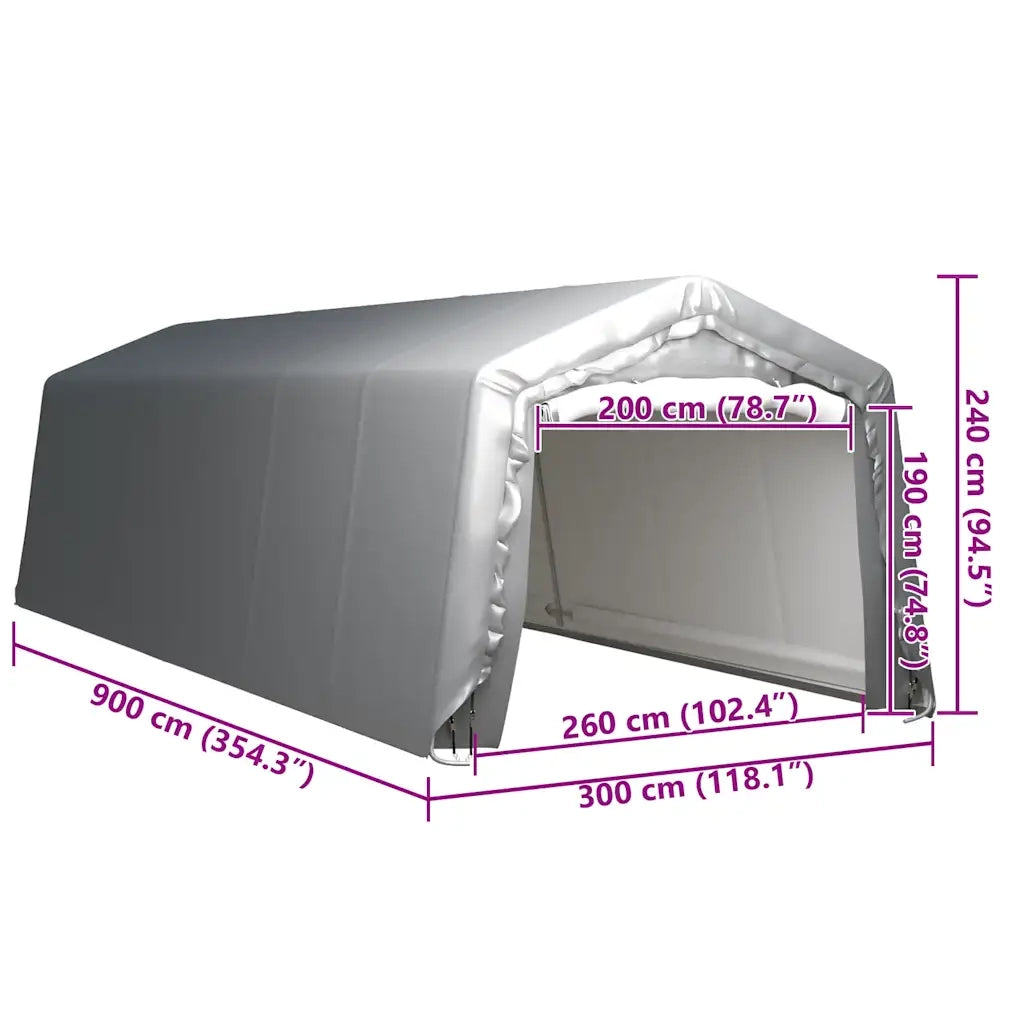 Tenda Capannone 300x900 cm Grigio Acciaio