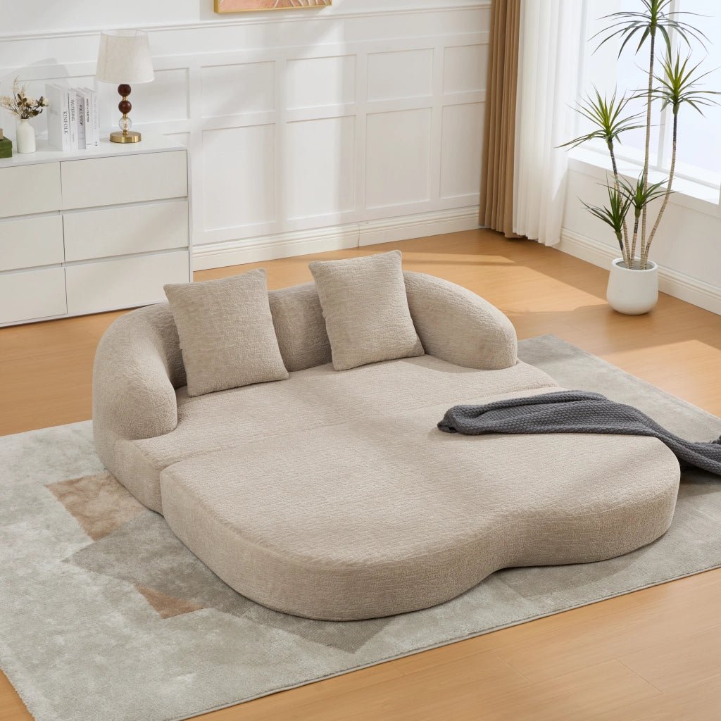 DIVANO Letto 2 posti pieghevole 157x84x65 cm in chenille kaki