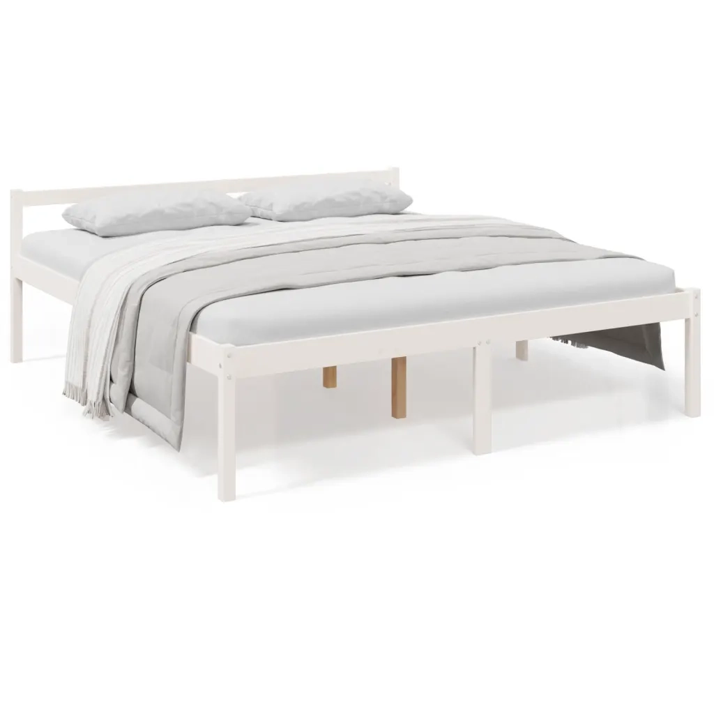 Letto matrimoniale | Letto per adulti | Letto per Anziani Bianco 180x200 cm Super King Legno di Pino