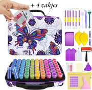 Organizzatore per Punti di Diamante - 132 Accessori con Penna Quick Point, Scatola di Plastica, Pinzette, Scatola di Deposito, Rotolino - per Adulti o Bambini