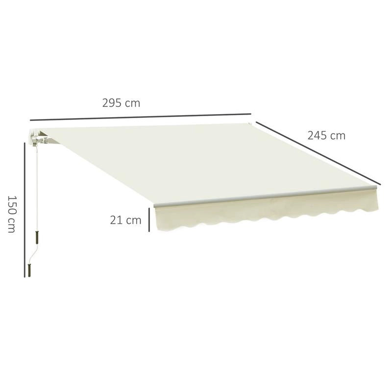TENDA DA SOLE PER ESTERNO AVVOLGIBILE A MANOVELLA 295 X 245 CM BIANCO