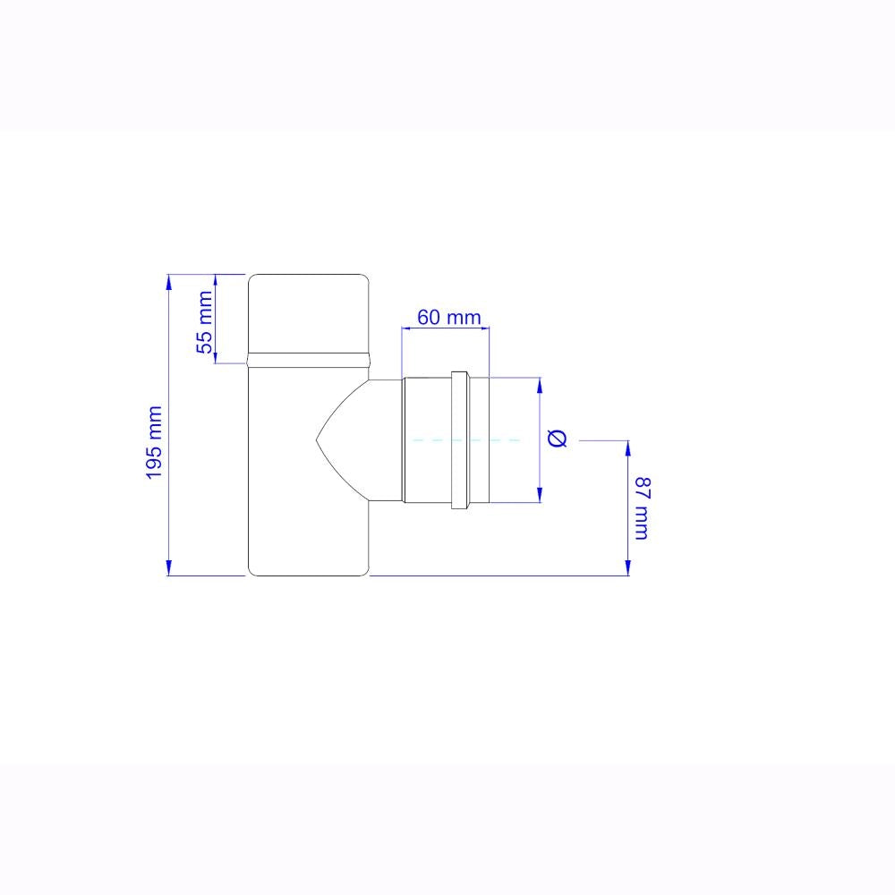 Raccordo a T M/F per Stufa a Pellet Acciaio rivestito con smalto porcellanato 8 ⌀ cm - PN805M