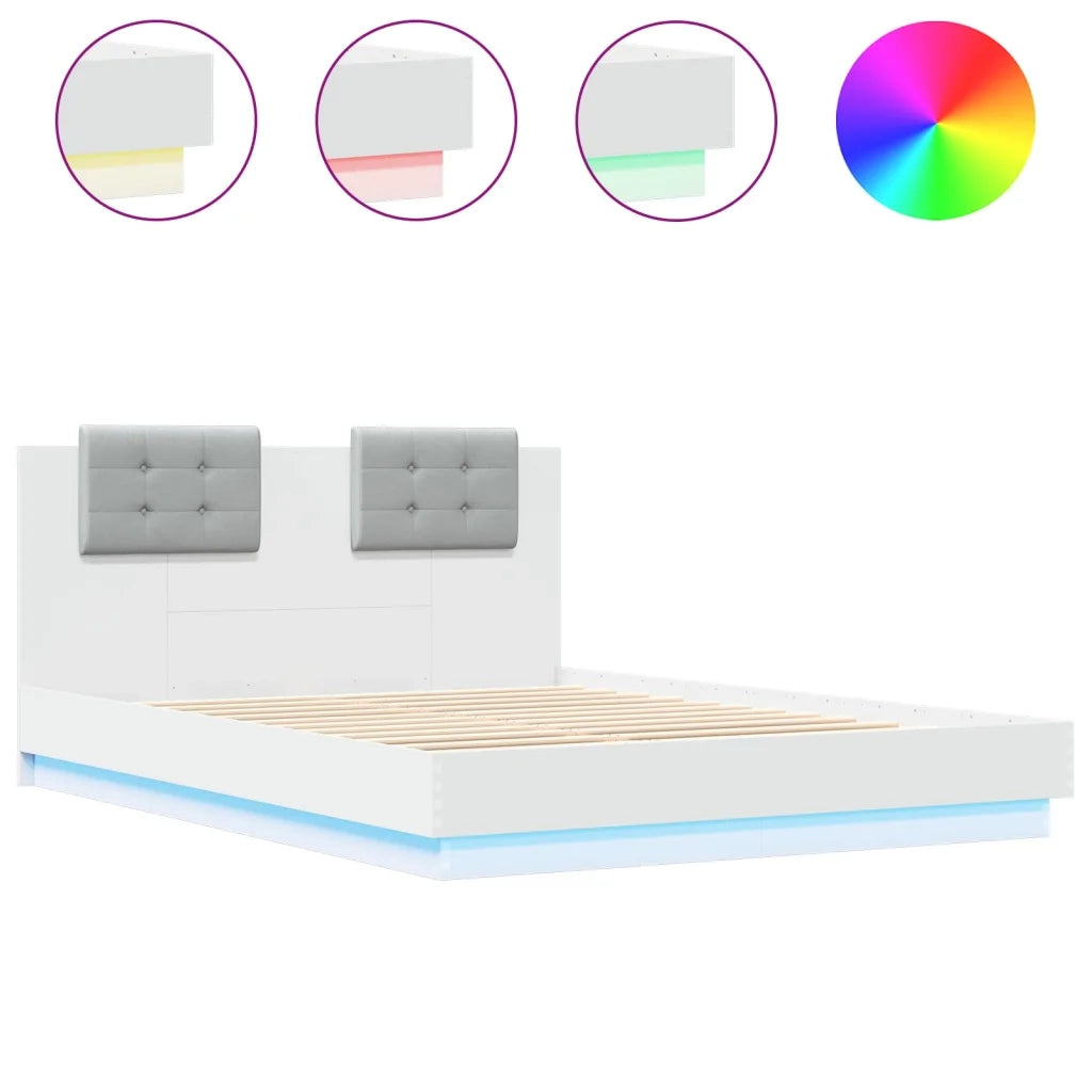 Giroletto con Testiera e LED Bianco 140x200 cm 3210010