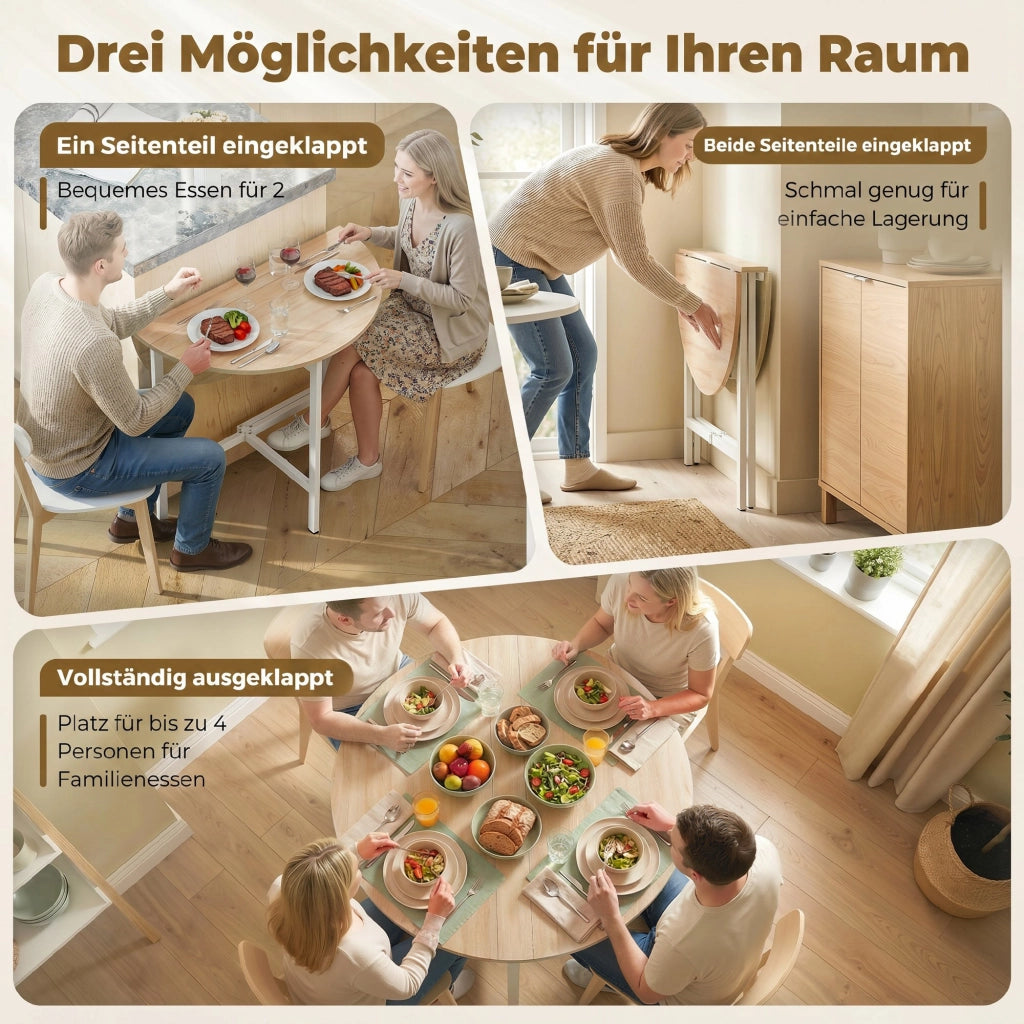 Tavolo pieghevole rotondo 80 cm ¨C Xylo ¨C telaio metallo naturale 2-4 persone