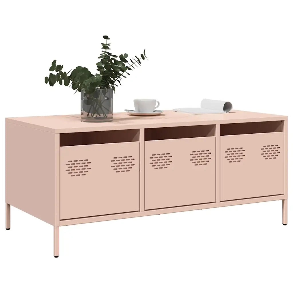 Tavolino Rosa 101,5x50x43,5 cm in Acciaio Laminato a Freddo
