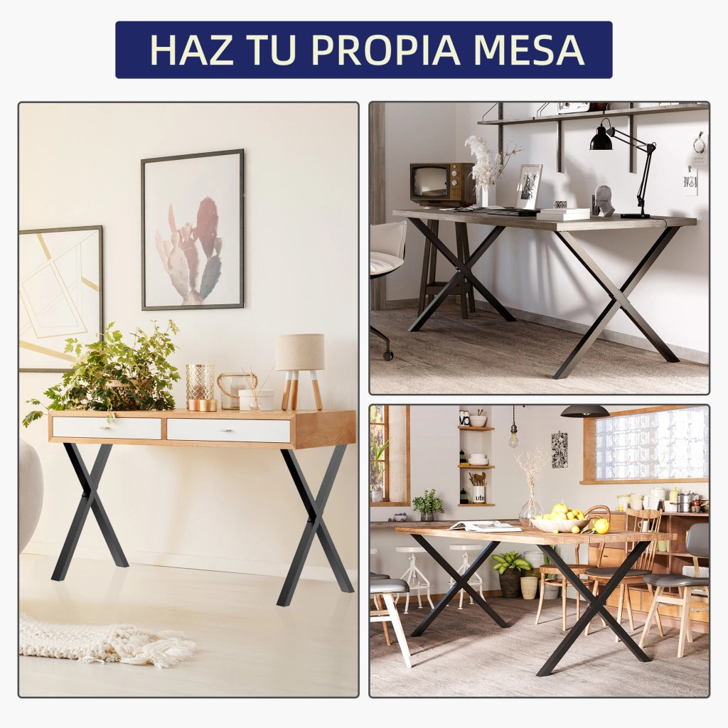 Piedi per Tavolo Industriali in Acciaio Nero ¨C zephmum ¨C 80x72 cm