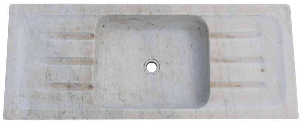 Biscottini Acquaio in marmo bianco L102xPR41xH15 cm Vasca realizzata completamente