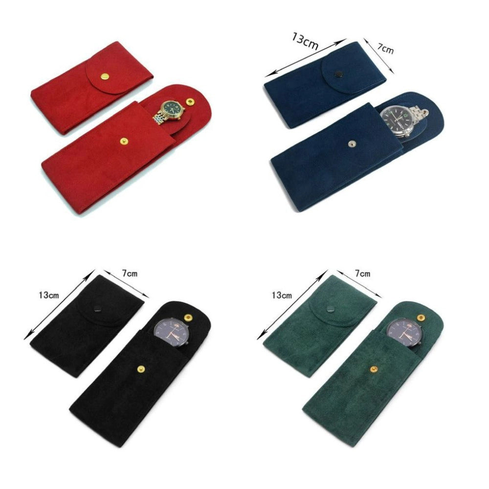Trade Shop - Custodia Porta Orologio Da Viaggio Slim 13x7 Cm Con Chiusura A Bottone -