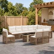 Set Divano da Giardino 11 pz Beige e Bianco Crema polyrattan 3437265