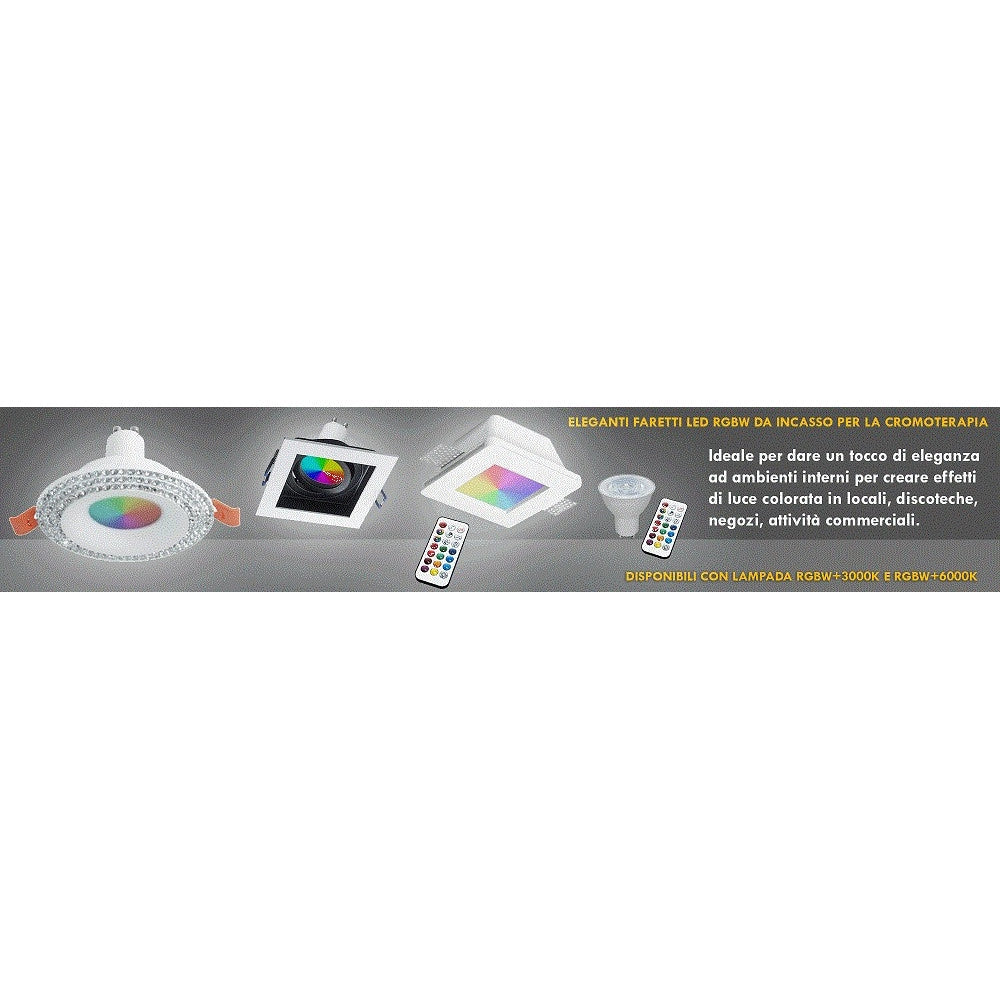 Trade Shop - Faretto Led Rgb+3000k 6w 12v Incasso 6cm Tondo Rgbw Effetti Luce Colorata Barca -