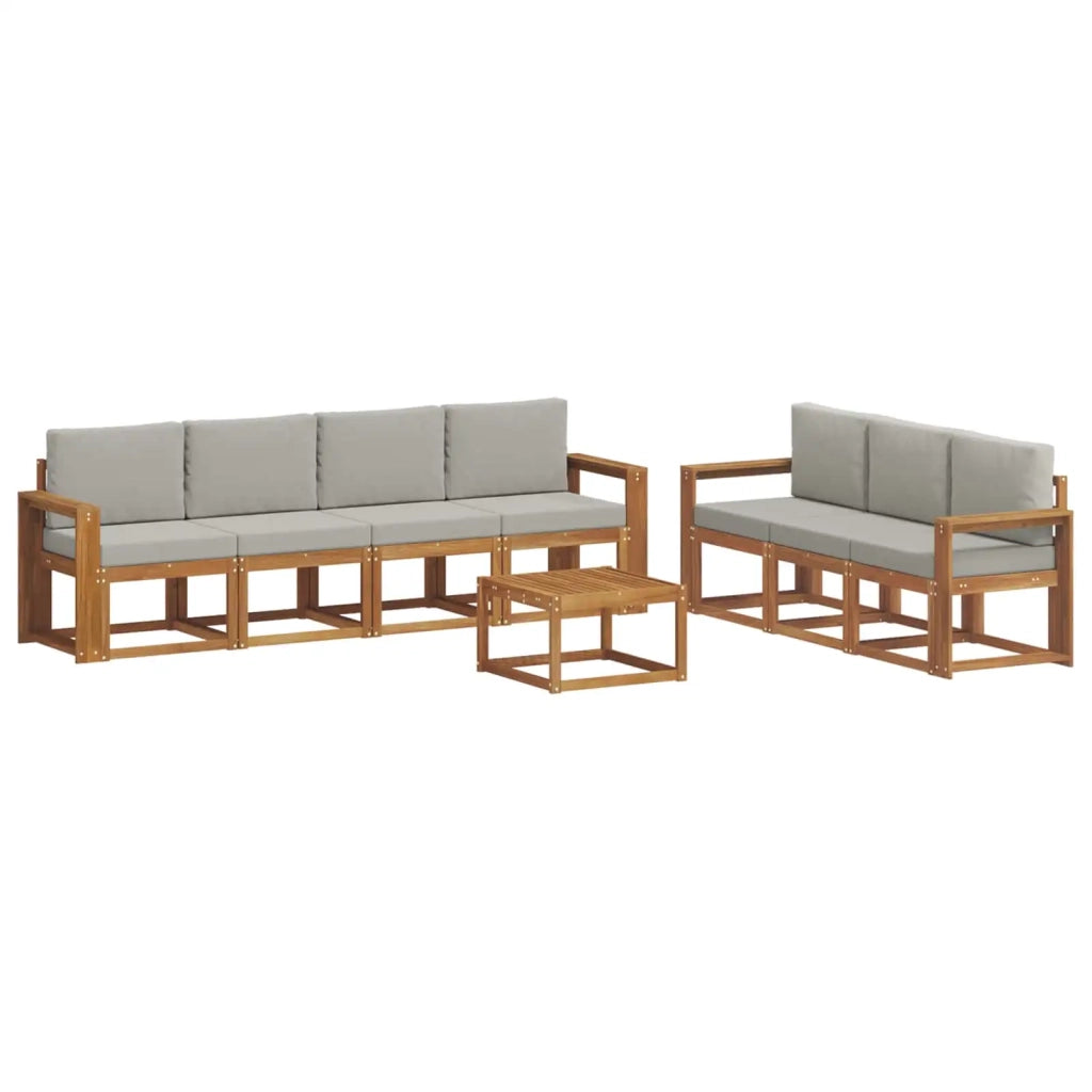 Set di divani da esterno 8 pcs Grigio Naturale e Chiaro