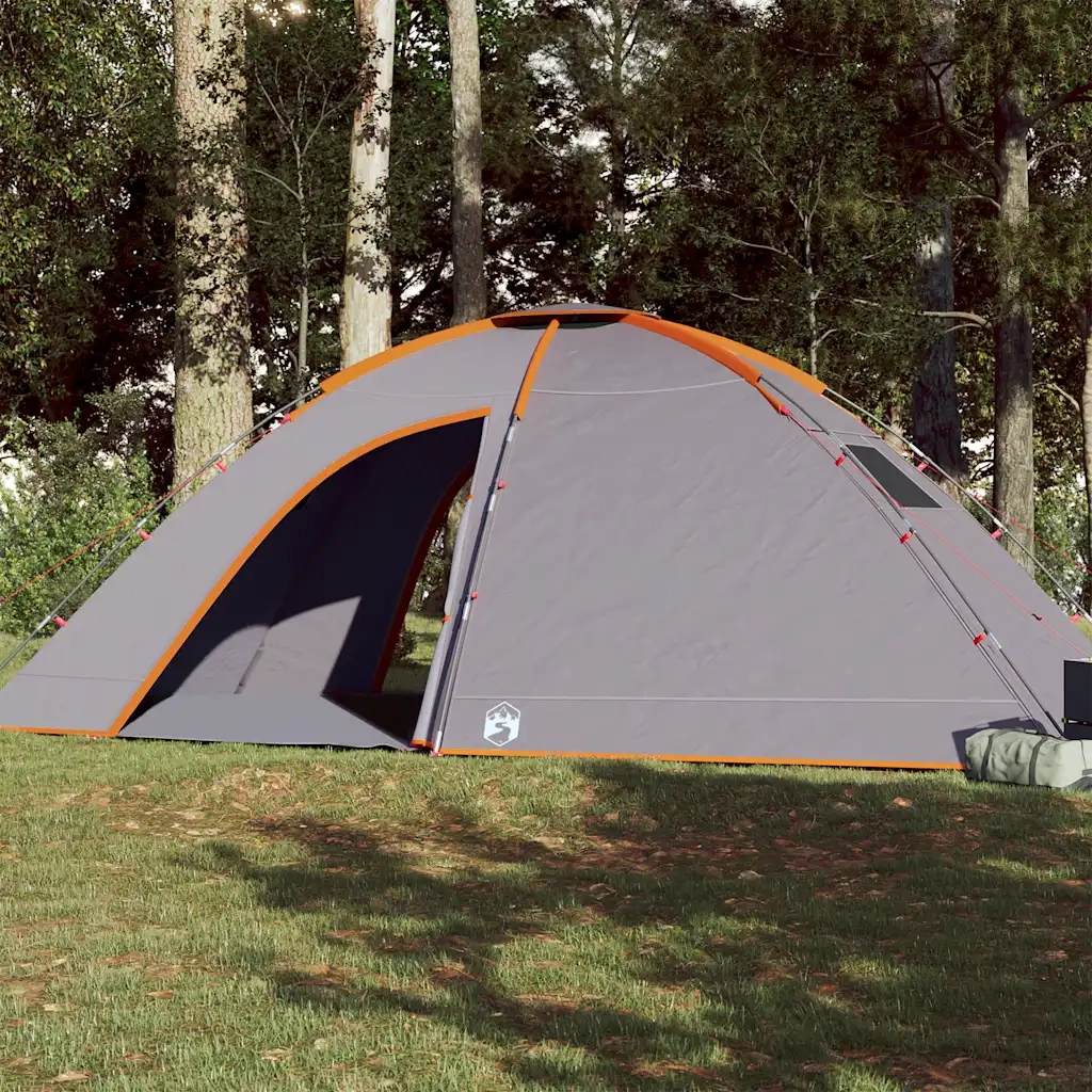 Tenda da Campeggio per 8 Persone Grigio e Arancione Impermeabile 94718