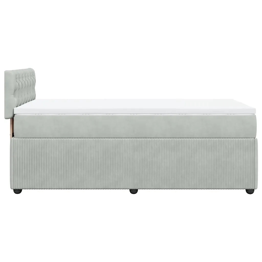 Giroletto a Molle con Materasso Grigio Chiaro 100x200cm Velluto