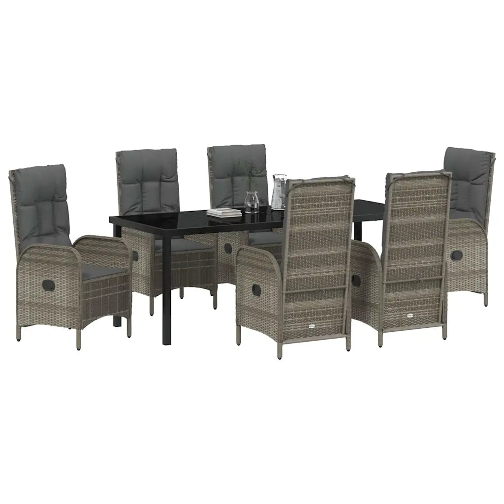 Set da Pranzo per Giardino con cuscino 7 pcs Grigio polyrattan 3380132