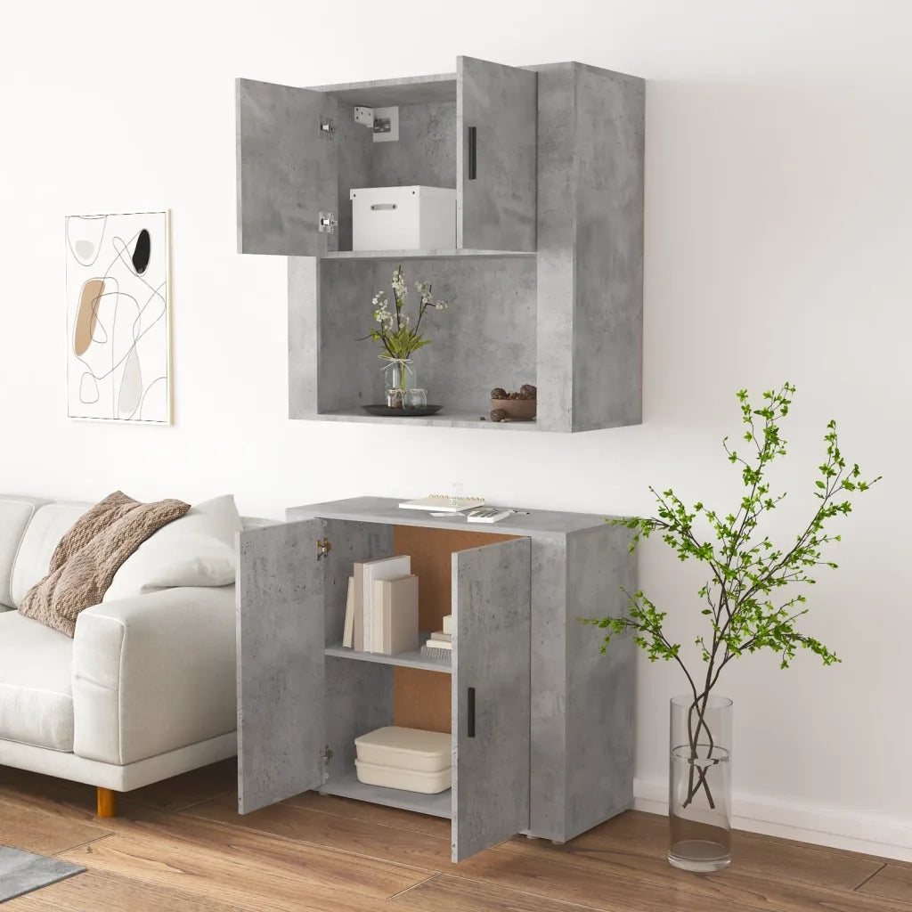 Credenza | Madia | Buffet da pranzo | Armadio da pranzo Grigio Cemento in Legno Multistrato