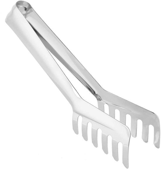 Spaghettitang in Rostfreiem Stahl - Pastatang - Resistente al Calore - Manico Ergonomico - Sostenibile - Forma Unica - Noce di Spaghetti