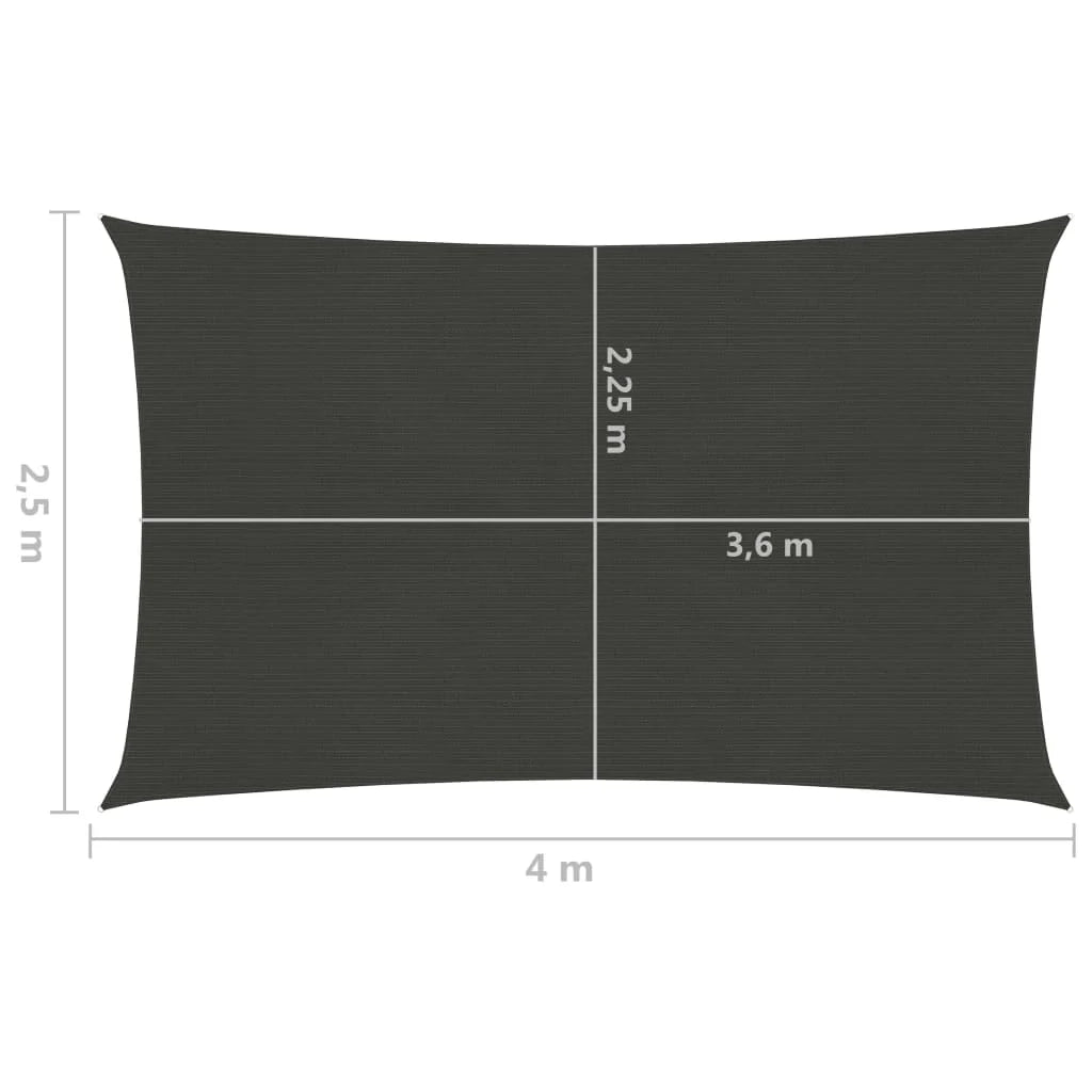 Vela ombreggiante/ombrellone 160 g/m² 2,5 x 4 m HDPE antracite 02_0008907