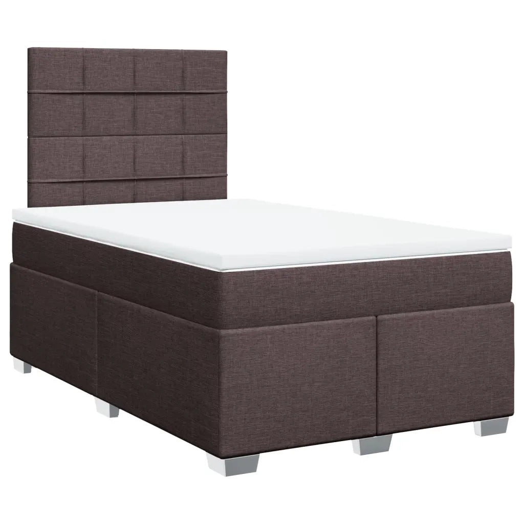 Giroletto a Molle con Materasso Marrone Scuro 120x190cm Tessuto