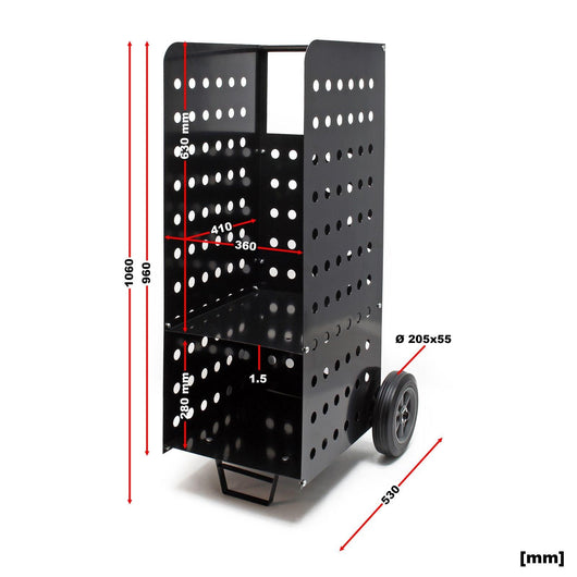 Carrello portalegna XL 106 cm trasporto legna da ardere camino cesto diavolo nero 16_0002941