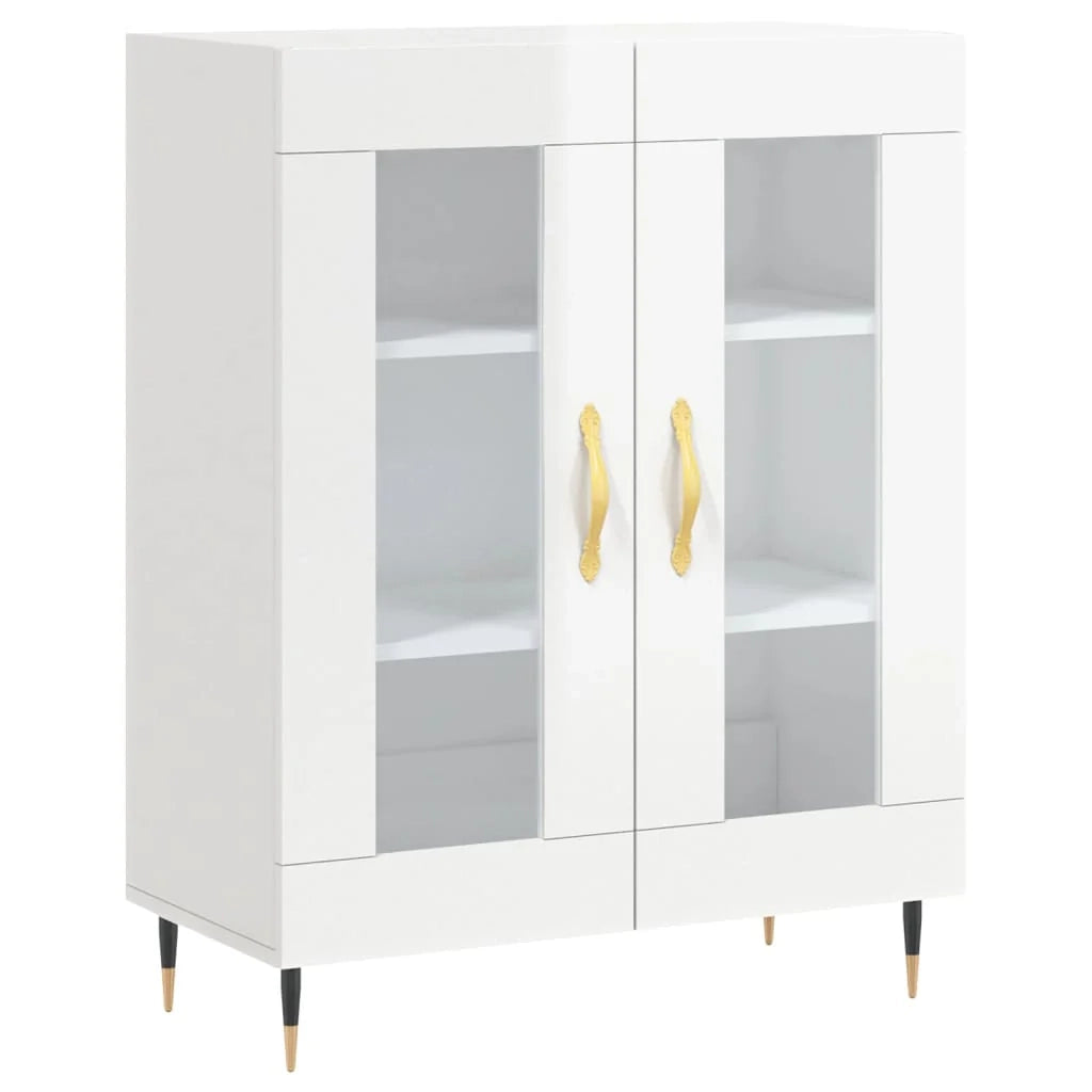 Buffet credenza cassettiera mobiletto mobile contenitore organizer per cucina soggiorno finitura lucida 69,5 x 34 x 90 cm legno ingegnerizzato bianco 02_0030731