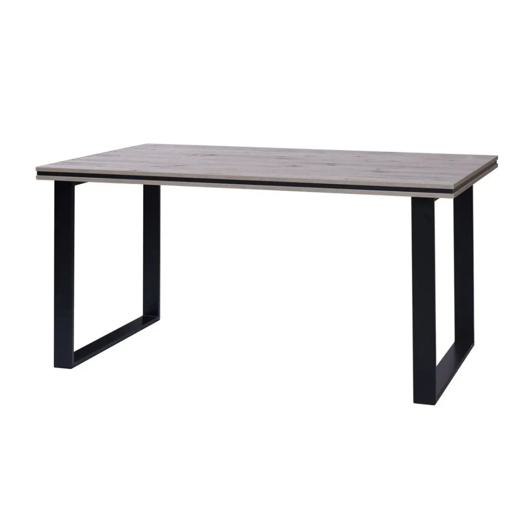 Tavolo MALAGA - Stile industriale - Colore rovere Wellington con gambe nere - 160 x 90 x 78 cm