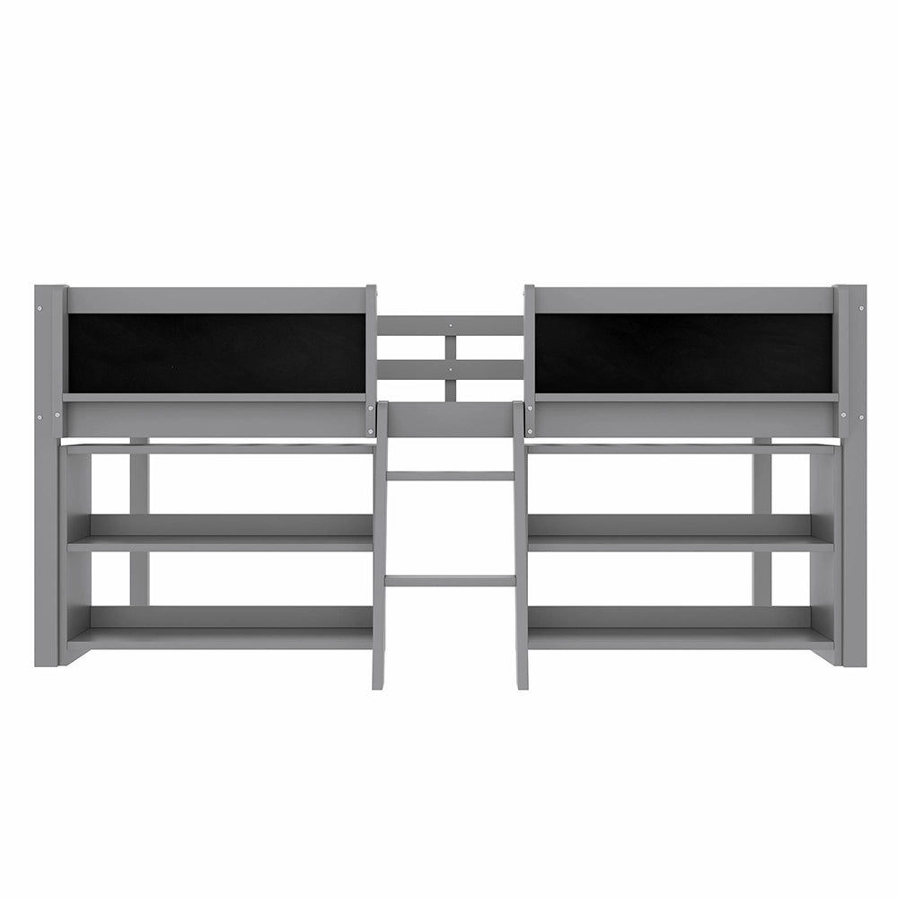 Letto mezzano 90x200cm?- Xylo - pino scale scaffali grigio
