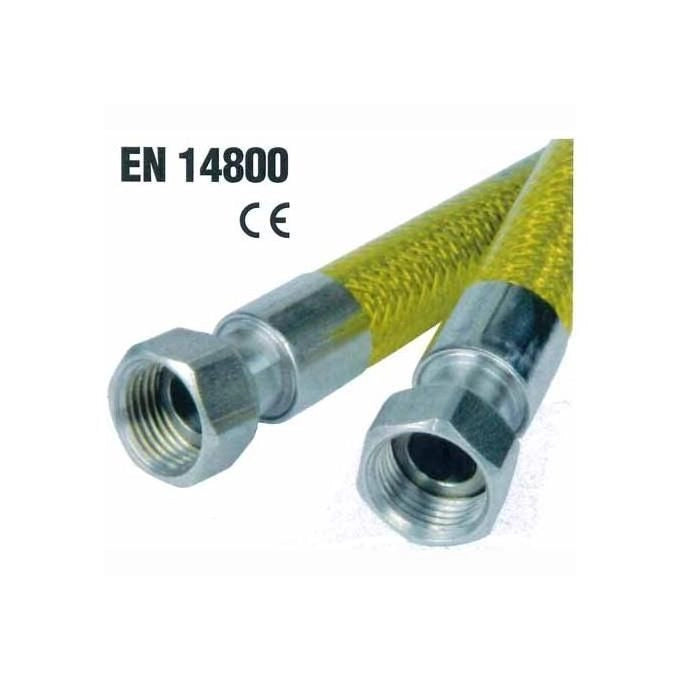 IDRO BRIC VALGAS0022FF Tubo Flessibile per Gas 1-2'' F-F in Acciaio INOX AISI 316 Certificato EN 14800 per GPL e Metano colore Nero