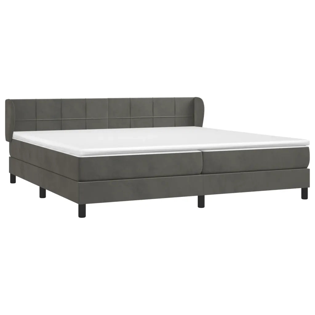 Giroletto a Molle con Materasso Grigio Scuro 200x200 cm Velluto 3127512