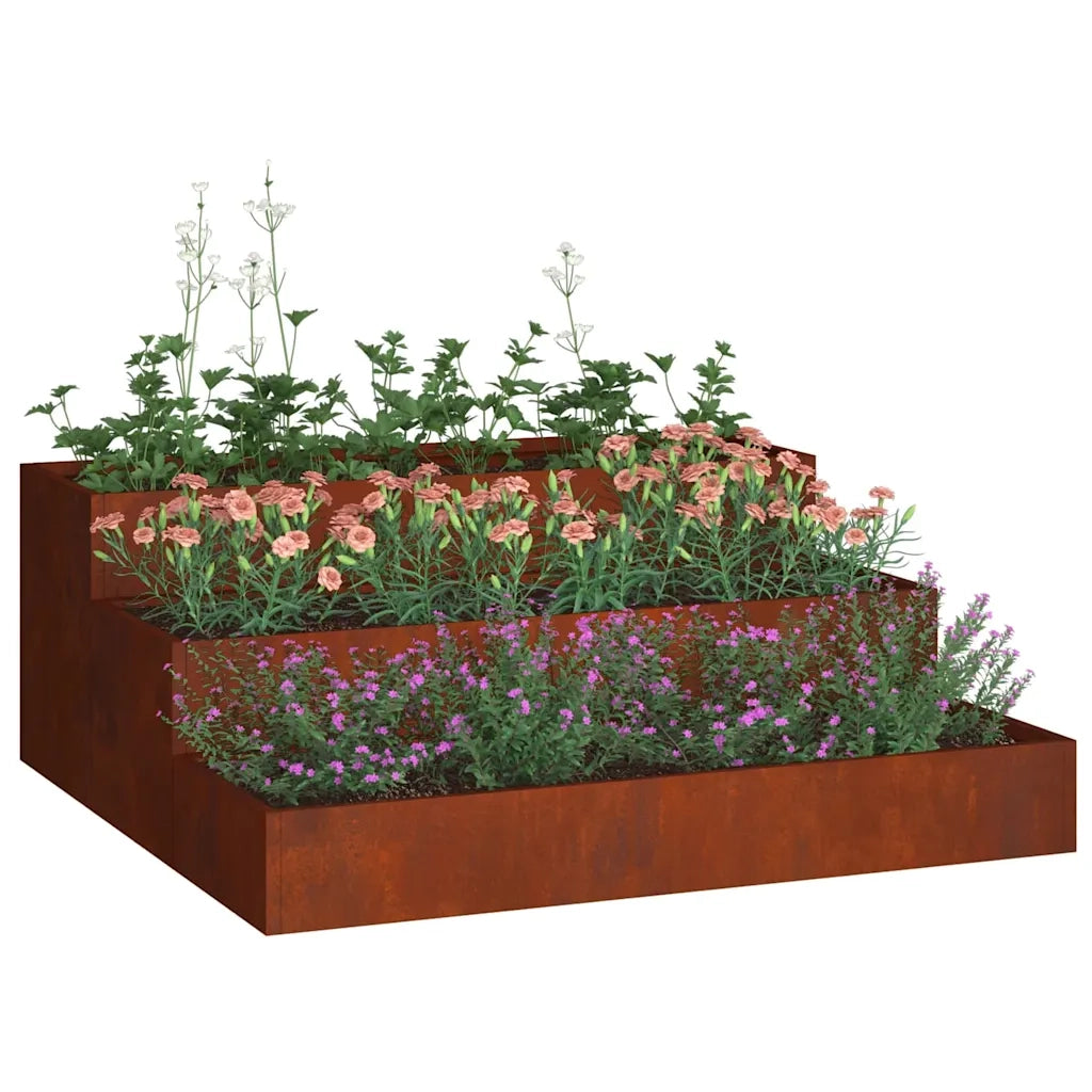 Vaso da giardino-Fioriera Esterno-Contenitore per Piante Ruggine 90 x 90 x 35 cm Acciaio CorTen