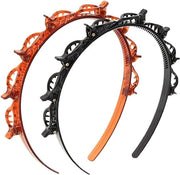 Fascia per capelli intrecciati - Fascia per denti - Attrezzatura per intrecciare capelli - Donna e bambina - Modelli di acconciature - Clip per pony intrecciato - Nero e marrone
