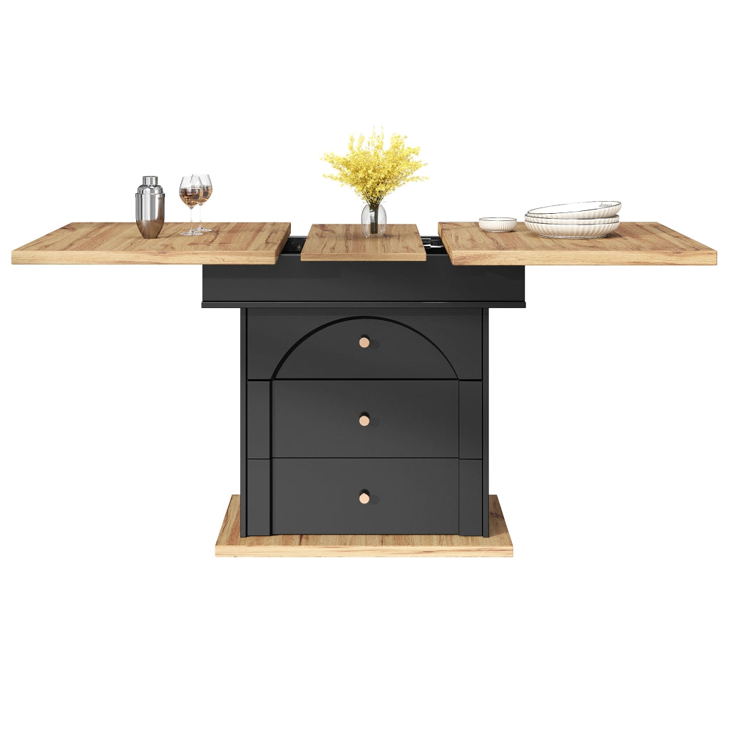 Tavolo da Pranzo Allungabile Pieghevole ¨C MINIMAL ¨C Nero, 110-140x80 cm, 4-6 Persone