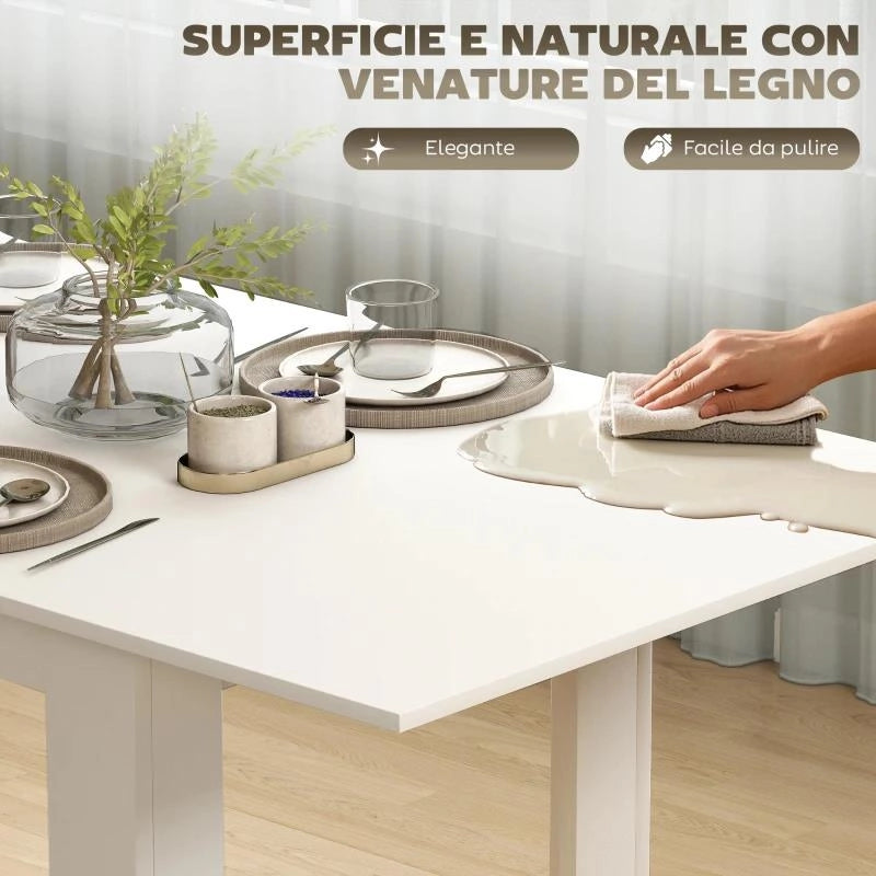 TAVOLO ALLUNGABILE DA PRANZO PER 6-8 PERSONE, 140-180 X 80 CM, BIANCO