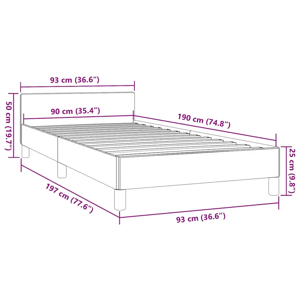 Giroletto con Testiera senza Materasso-Struttura Letto Nero 90x190 cm