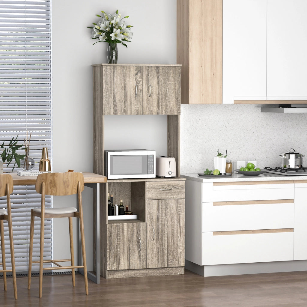 Easycomfort Credenza Moderna per Cucina o Sala da Pranzo, Mobile Buffet con Armadietti e Cassetti in Legno, Grigio, 71x41x178cm