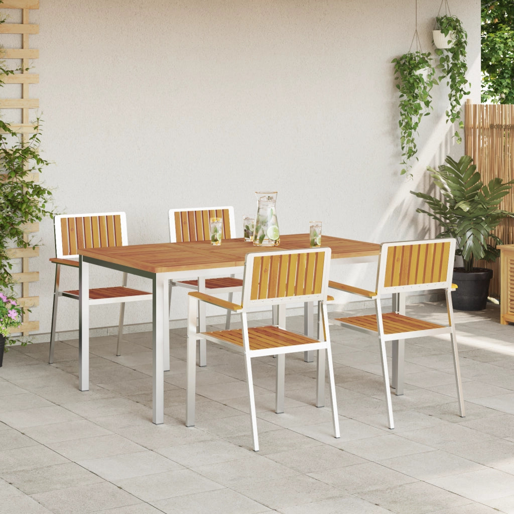 Set da Pranzo Giardino  5 Pezzi in Legno Massello di Acacia