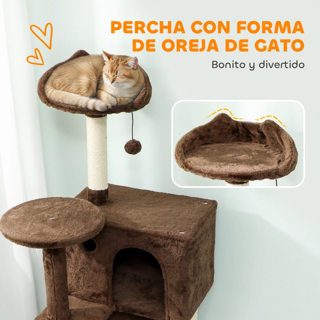 Tiragraffi per Gatti 160 cm ¨C Xylo ¨C con Piattaforme Letto Cucce Amaca Sisal Marrone