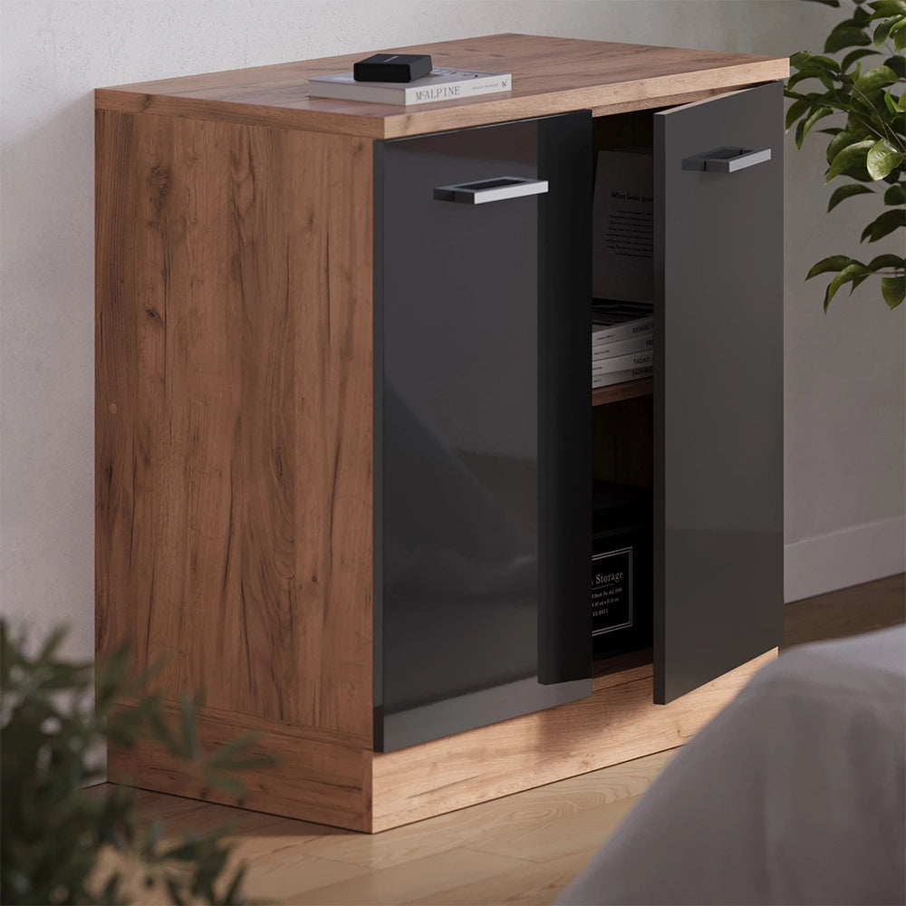 Mobile per mansarda Rion Antracite lucido/Rovere dorato 80 x 83.8 cm senza inclinazione con 2 ante Vicco