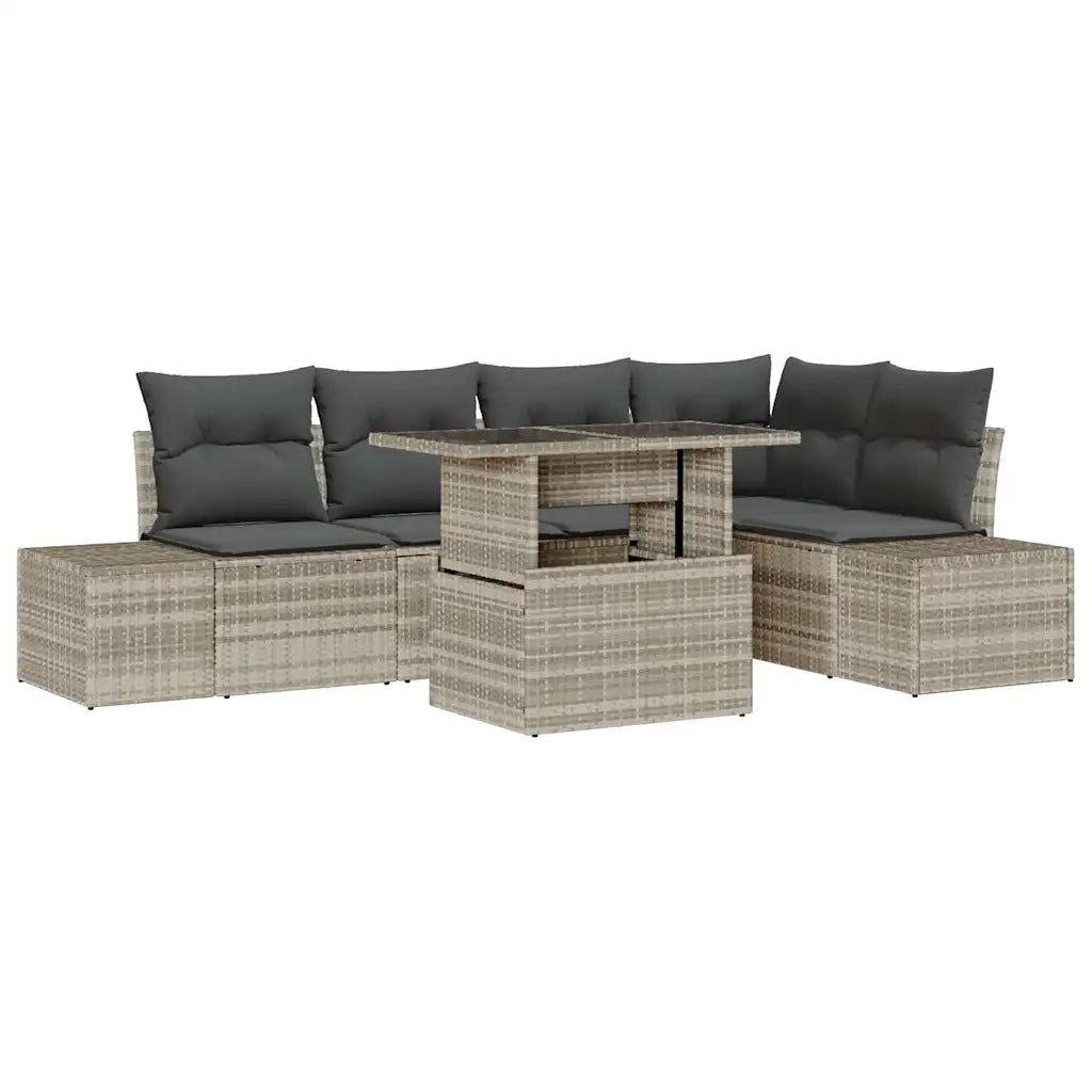 Set Divano da Giardino 6 pcs Grigio chiaro Poly Rattan 3357925